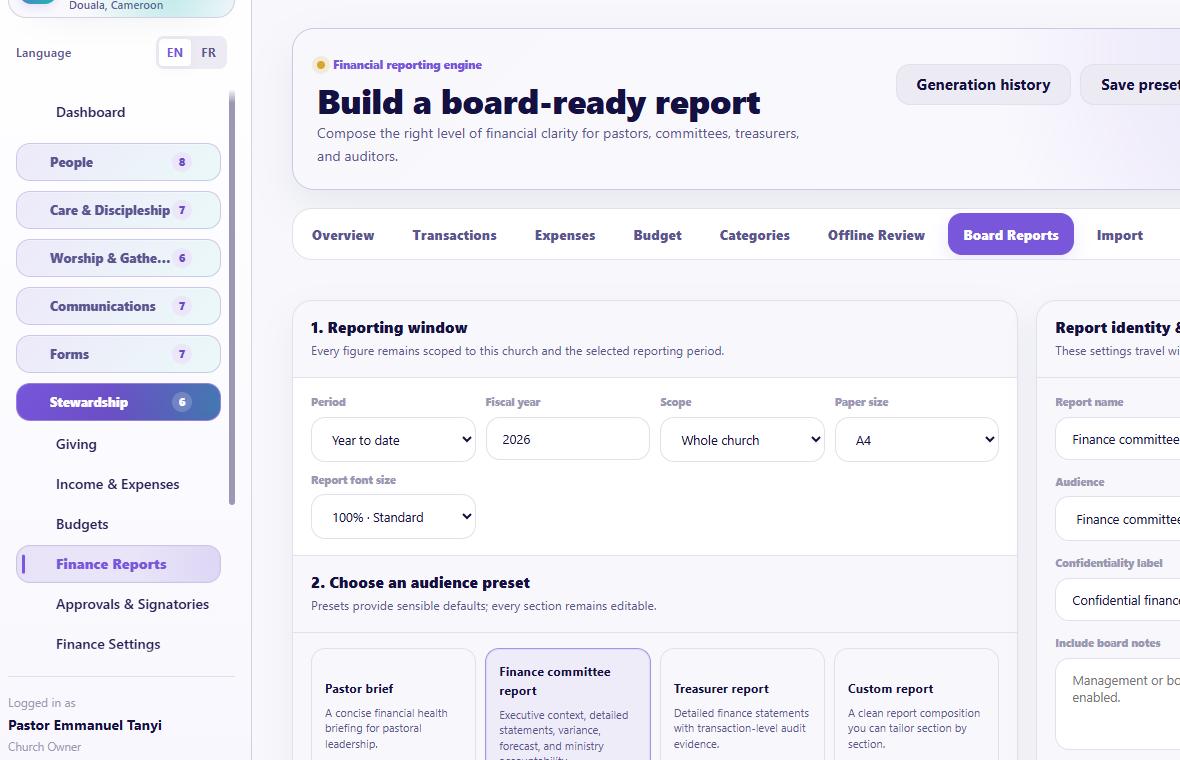 Finance Reports overview