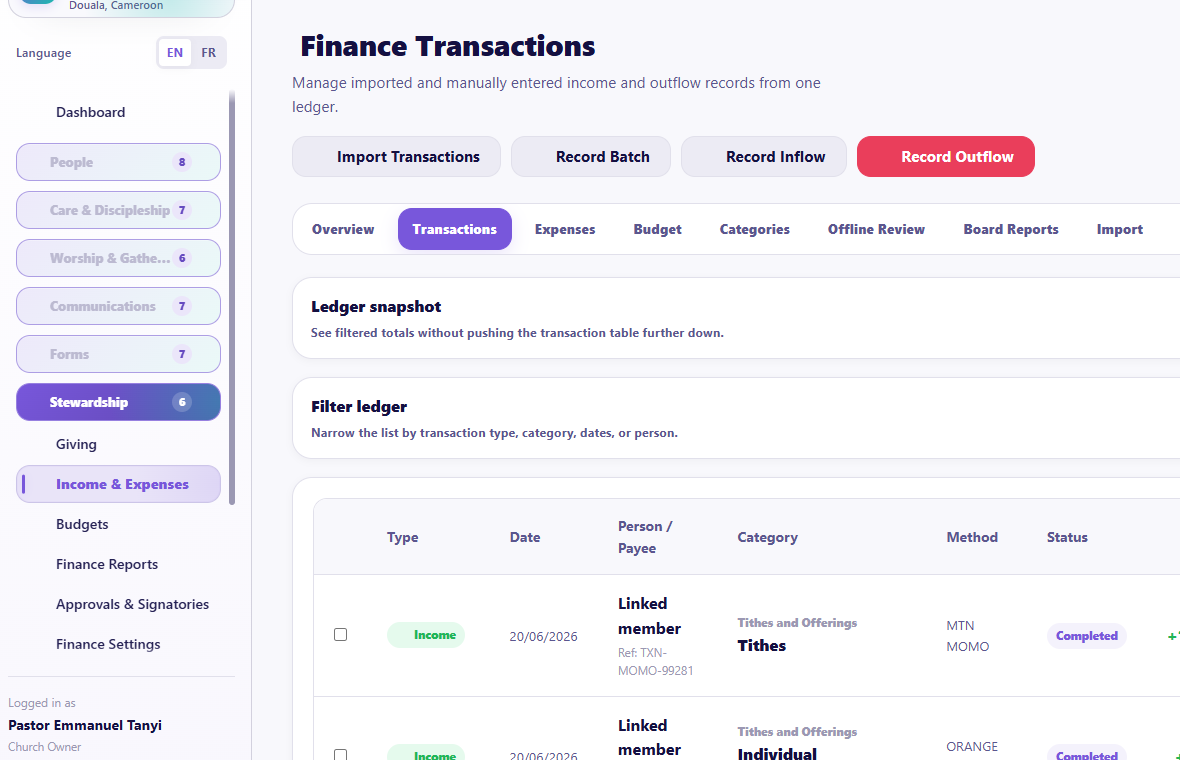 Income and Expenses overview