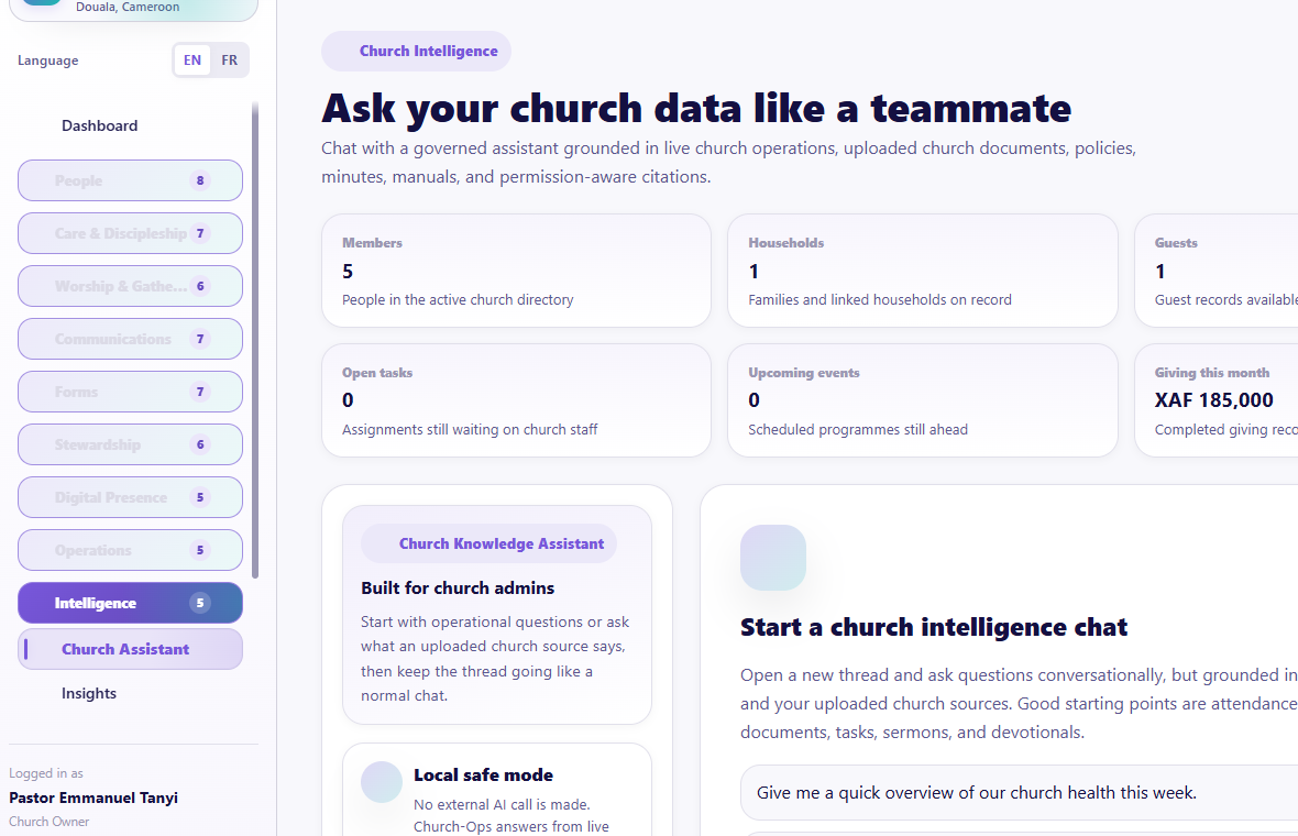 Church Assistant overview