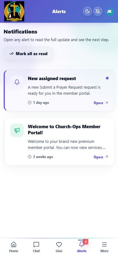 Grace Assembly mobile alerts page